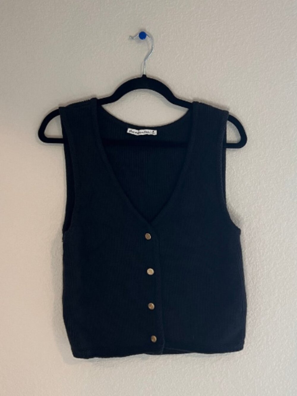 Abercrombie & Fitch Black Button Front Sweater Vest | Women's Medium